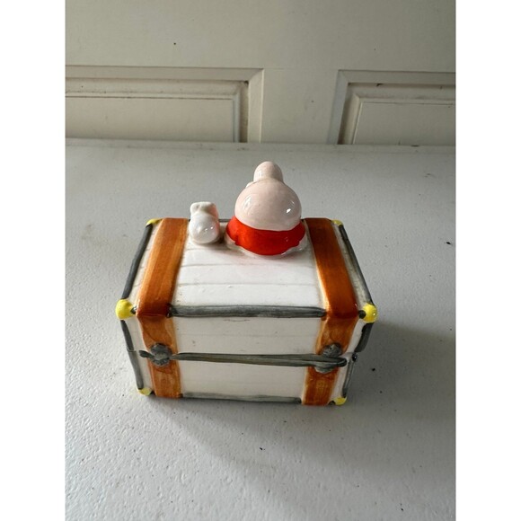 Vintage Ziggy & Fuzz 2 Piece Small Ceramic Jewelry Trinket Treasure Chest Box - Picture 2 of 7